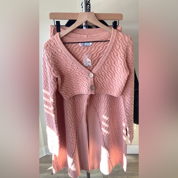 M 🔖 RARE!  Free People Beach Ziggy Sweater Set Wide Leg Pants Crop Top - Picture 5 of 14